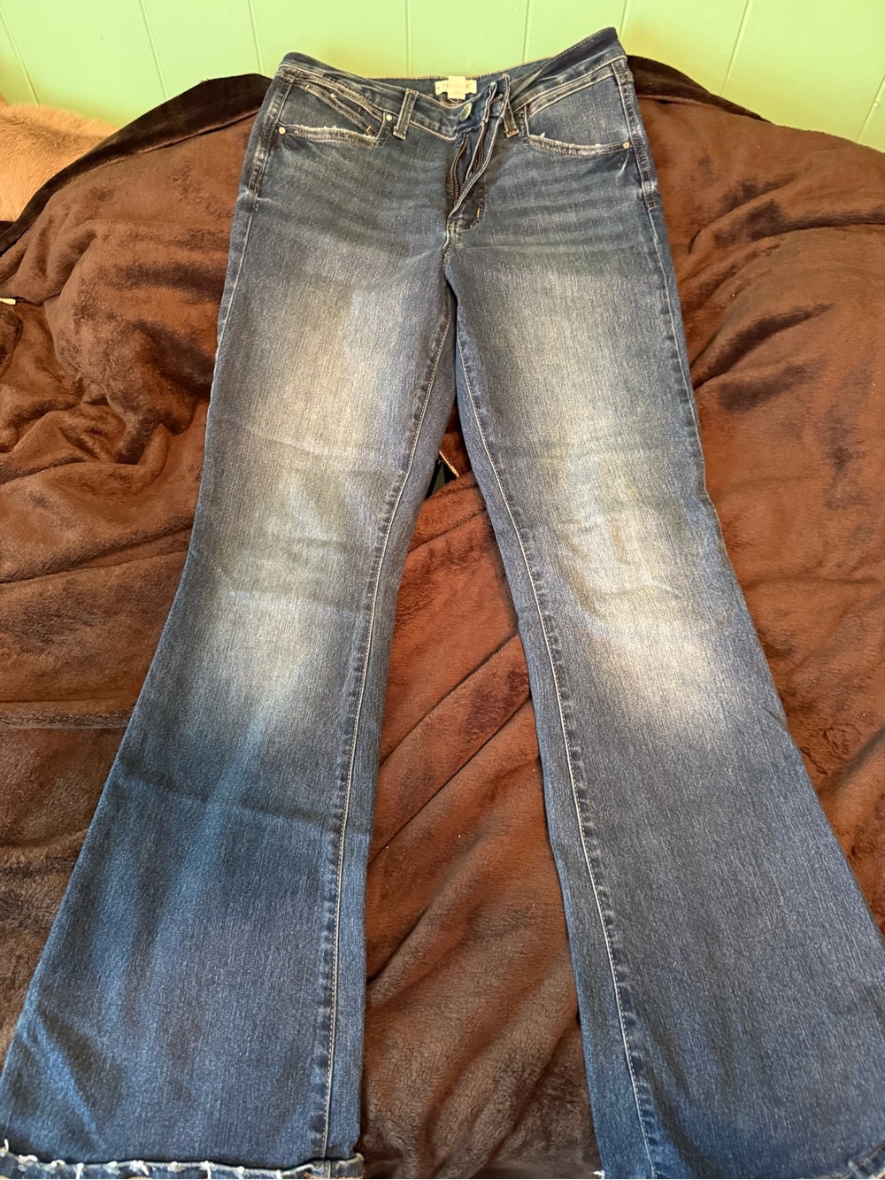 Maurices Blue Flare Jeans with Subtle Fading